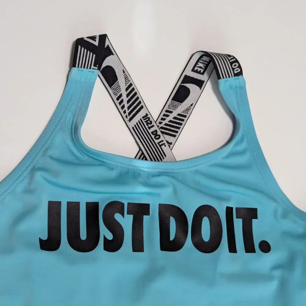 Nike Just Do It One Piece Swimsuit Cross Back Blue Girls Youth Large Swimwear